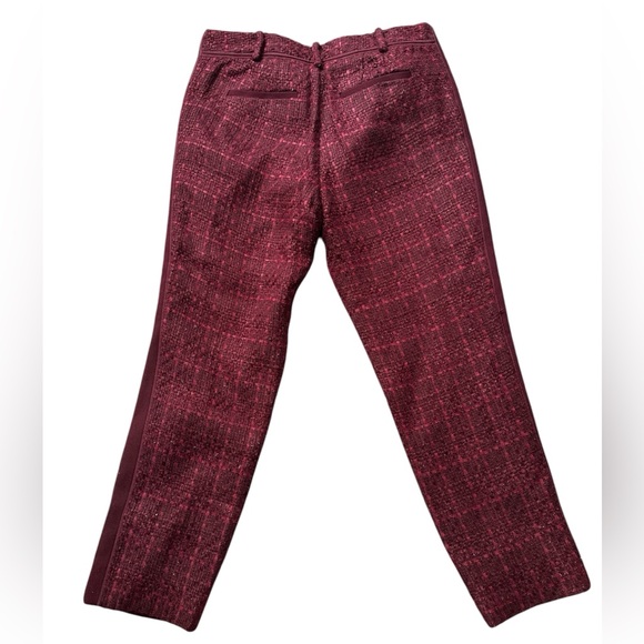 TORY BURCH Women’s Cropped Burgundy Tweed/Wool Blend Pants - Picture 6 of 7